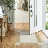 Rustic Tan Border Beige Area Rug