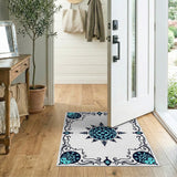 Ornate Blue Teal Mandala Persian Rug