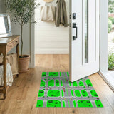 Green Retro Pixel City Street Area Rug