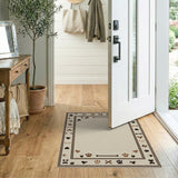 Playful Paw Print Bone Beige Area Rug