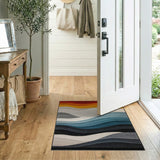 Multi-Color Wavy Gradient Area Rug