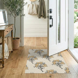 Beige Mustard Floral Vintage Area Rug