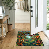 Orange Trumpet Vine Archway Floral Rug