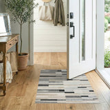 Modern Grey Stripe Abstract Area Rug