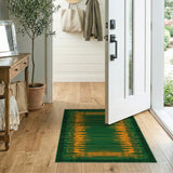 Vibrant Green Orange Geometric Modern Area Rug