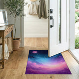 Dreamy Pink Moon Starry Clouds Area Rug