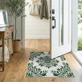 Green Floral Mandala Area Rug
