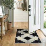 Black White Dotted Diamond Geometric Rug