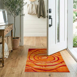 Vibrant Orange Swirl Geometric Area Rug