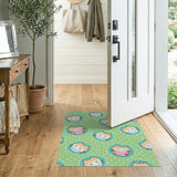 Cute Cartoon Cat Pattern Green Area Rug