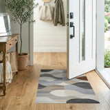 Modern Abstract Grey Wave Area Rug