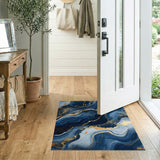 Blue and Gold Marble Abstract Area Rug