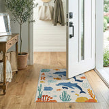 Dolphin Ocean 'AR' Alphabet Kids Area Rug