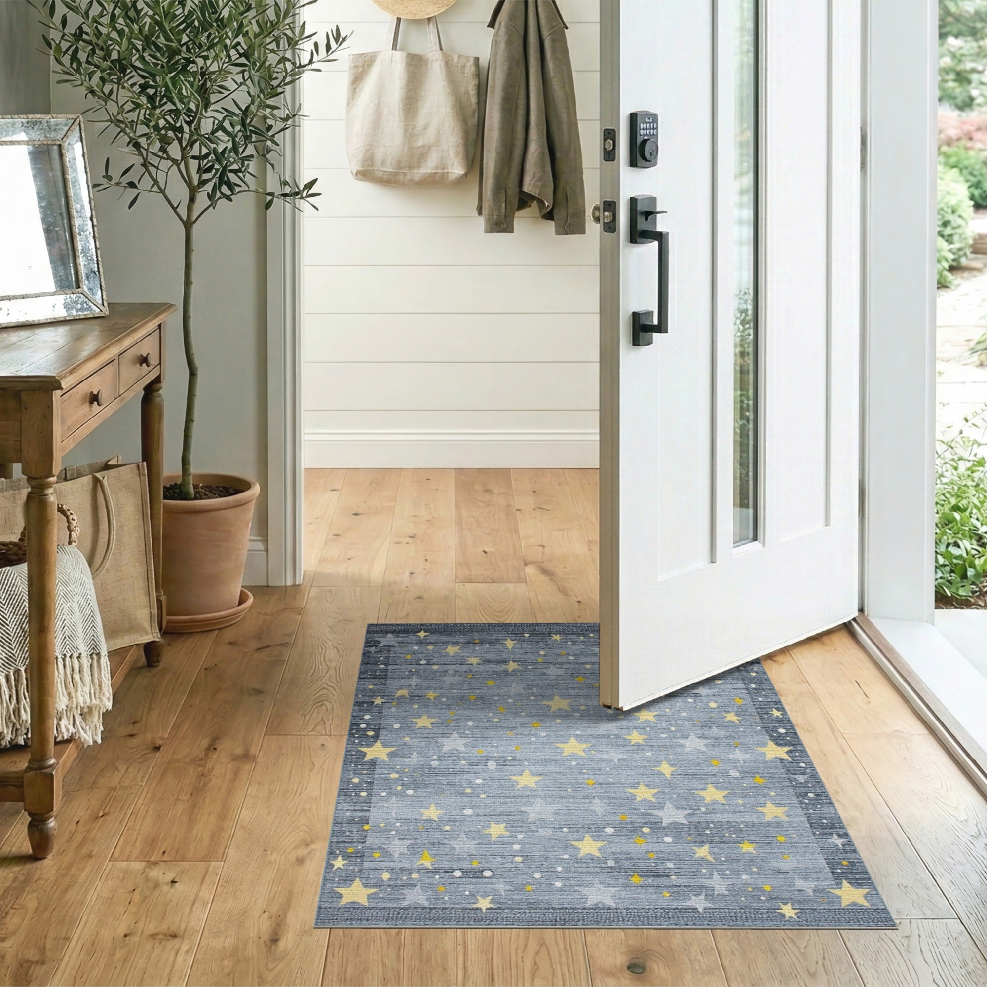 Starry Night Distressed Grey Area Rug