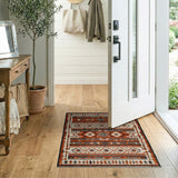 Orange Terracotta Grey Southwestern Geometric Rug