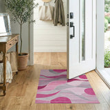 Pink Abstract Area Abstract Pink Wave Area Rug