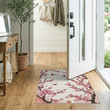 Cherry Blossom Hummingbird Pink Area Rug