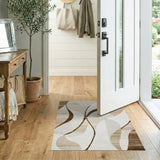 Beige Abstract Curve Modern Area Rug