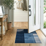 Modern Navy Blue Geometric Abstract Area Rug