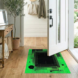 Vibrant Green Matrix Geometric Area Rug