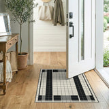 Modern Grid Geometric Black White Area Rug