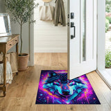 Neon Cyberpunk Wolf Head Area Rug