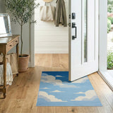 Pixelated Clouds Blue Sky Area Rug
