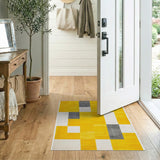 Yellow Vibrant Yellow Geometric Block Area Rug