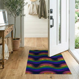 Vibrant Rainbow Wave Silhouette Area Rug