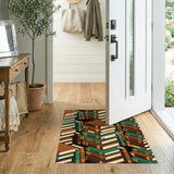 Stacked Books Brown Washable Area Rug