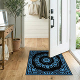 Blue and Teal Blue Floral Persian Area Rug