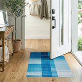 Blue and Teal Modern Blue Grid Area Rug