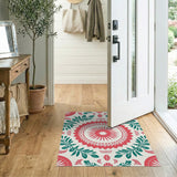Vibrant Red Sunburst Floral Area Rug