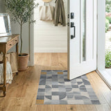Abstract Geometric Modern Area Rug in Grey Yellow