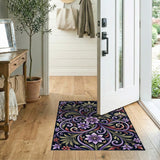 Ornate Purple Floral Vine Area Rug