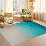 ODIKA Coastal Beach Ocean Washable Area Rug - Low Pile Non-Slip Turquoise Landscape Decor