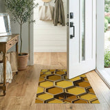 3D Yellow Honeycomb Geometric Area Rug