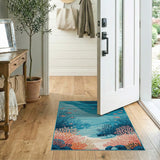 Blue Ocean Coral Reef Fish Area Rug