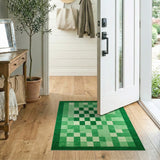 Green Green Geometric Grid Area Rug