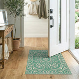 Ornate Teal Floral Medallion Rug