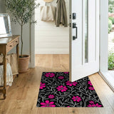 Vibrant Pink Floral Line Art Area Rug