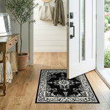 Ornate Black White Persian Medallion No. 8 Rug