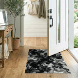 Abstract Ink Splash Black White Area Rug