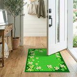 Green Kids Cartoon Lucky Green Shamrock Clover Area Rug