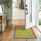 Vibrant Yellow Geometric Maze Area Rug