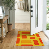 Vibrant Orange Yellow Geometric Block Rug