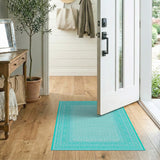 Teal Geometric Persian Border Area Rug