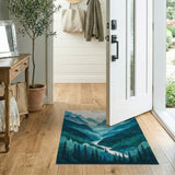 Teal Mountain Valley Peaks Area Rug