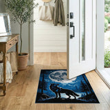 Howling Wolf Full Moon Forest Silhouette Rug