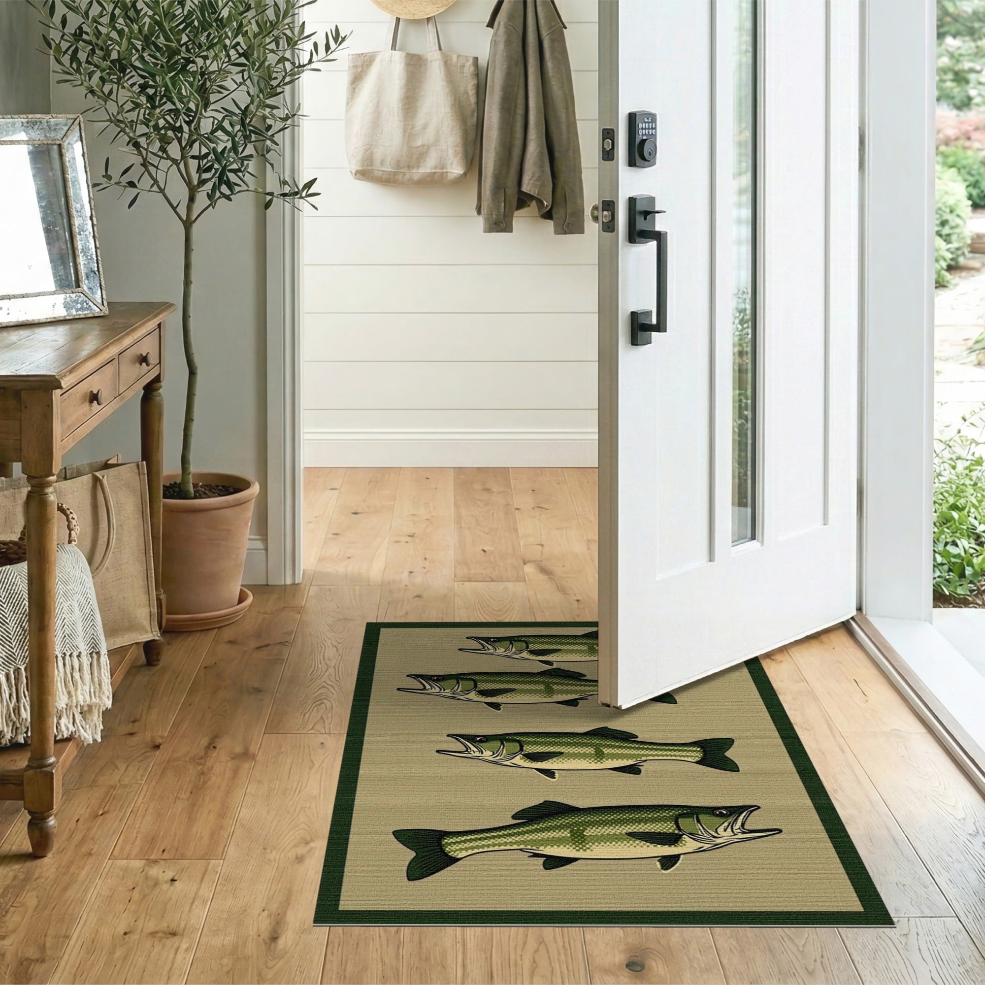 Largemouth Bass Fishing Area Rug